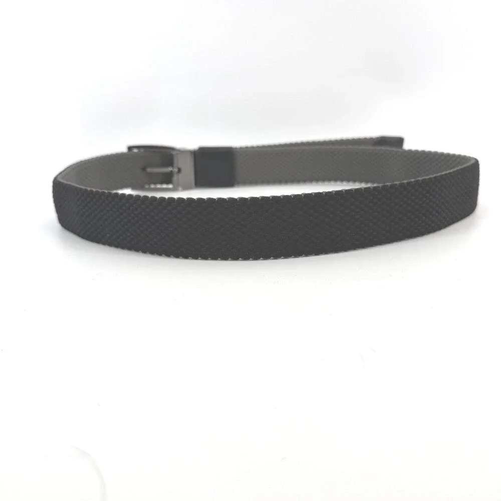 Tommy Bahama Black/Gray Reversible Braided Belt stretch Silver Buckle S/M‎ NWOT